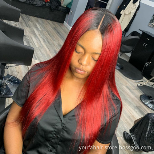 Factory Price 100% Indian Human Hair 1b/red Ombre Color Hair Bundles Cuticle Aligned Mink Virgin Straight Hair Extension Vendors